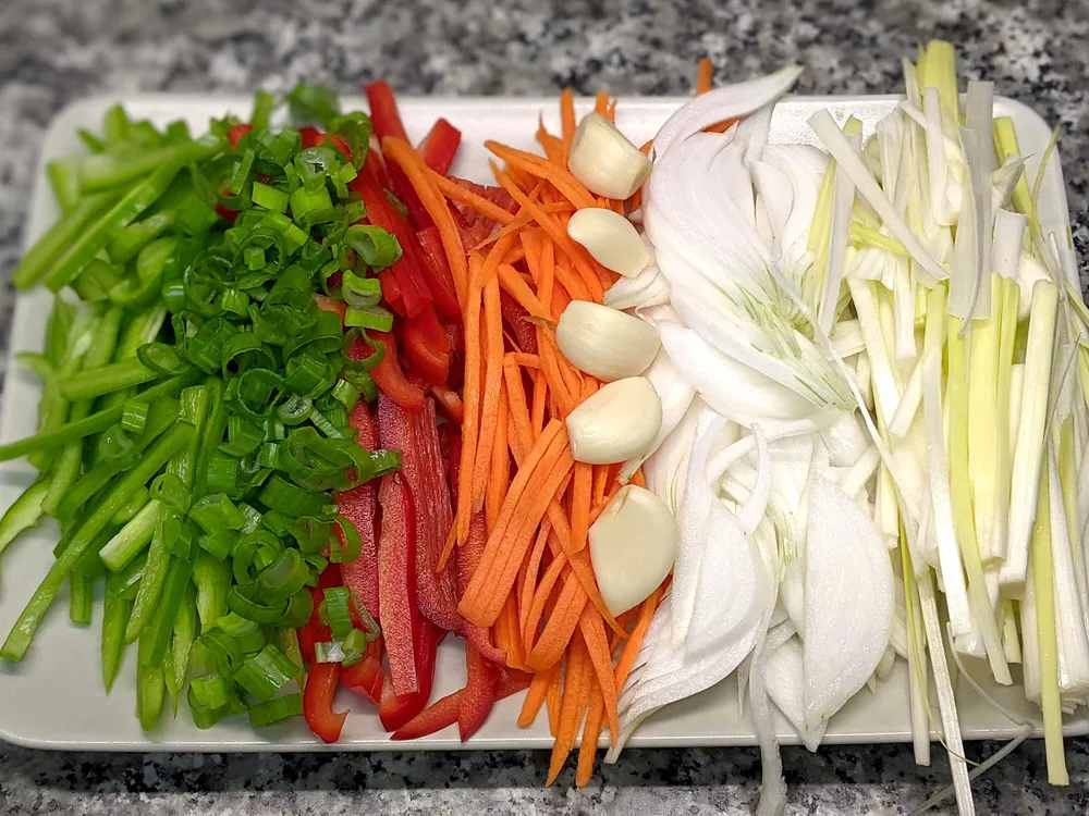 Hortalizas cortadas.