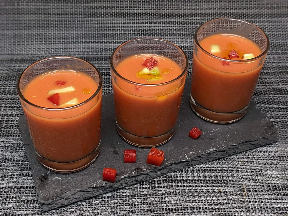 Segunda presentación del gazpacho de sandía.