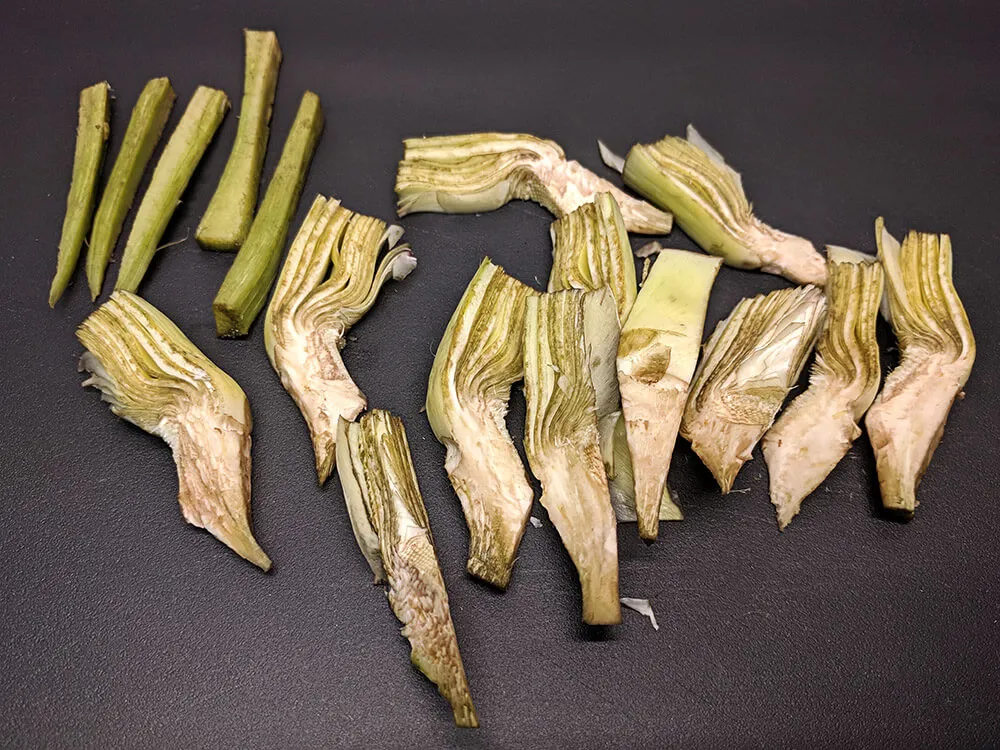 Alcachofas cortadas.