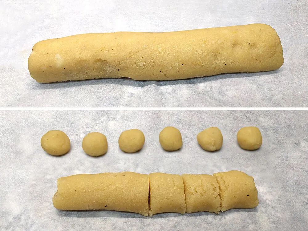 Cilindro de masa de panellets.