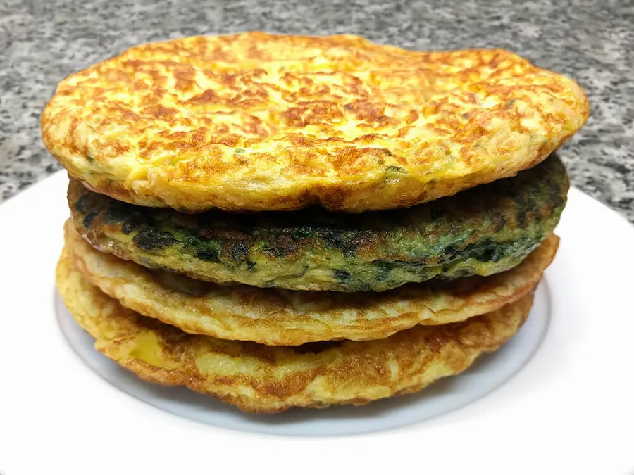 Tortilla de judías, espinacas, atún y patatas