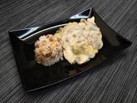 Pechugas de pollo con bechamel.