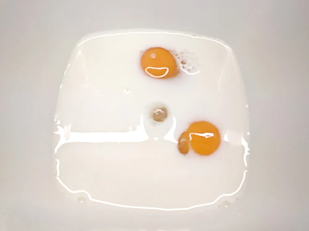 Leche con huevos y sal en bol.