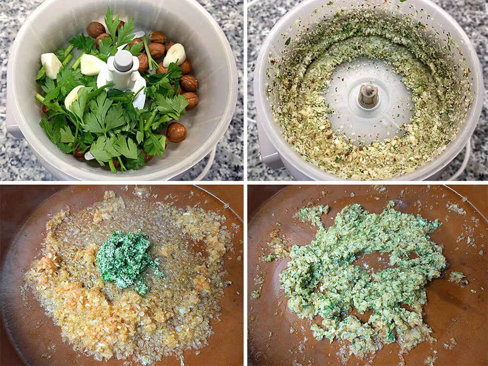 Picada de avellanas y sofrito con picada.