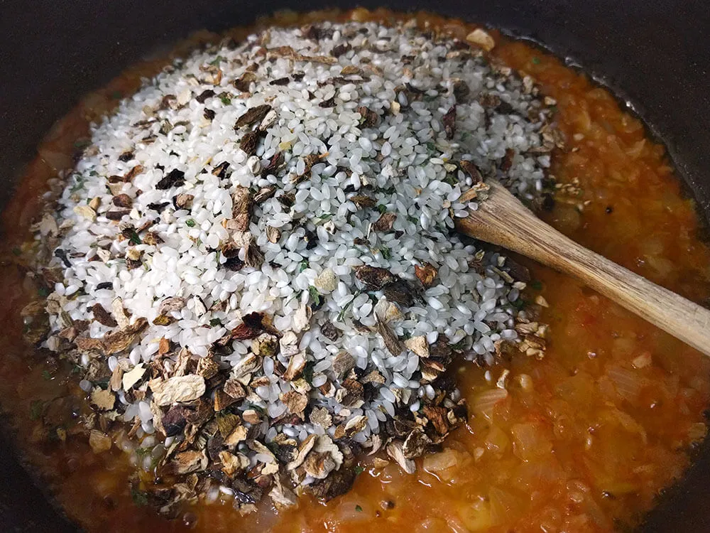 Sofrito y risotto de ceps.