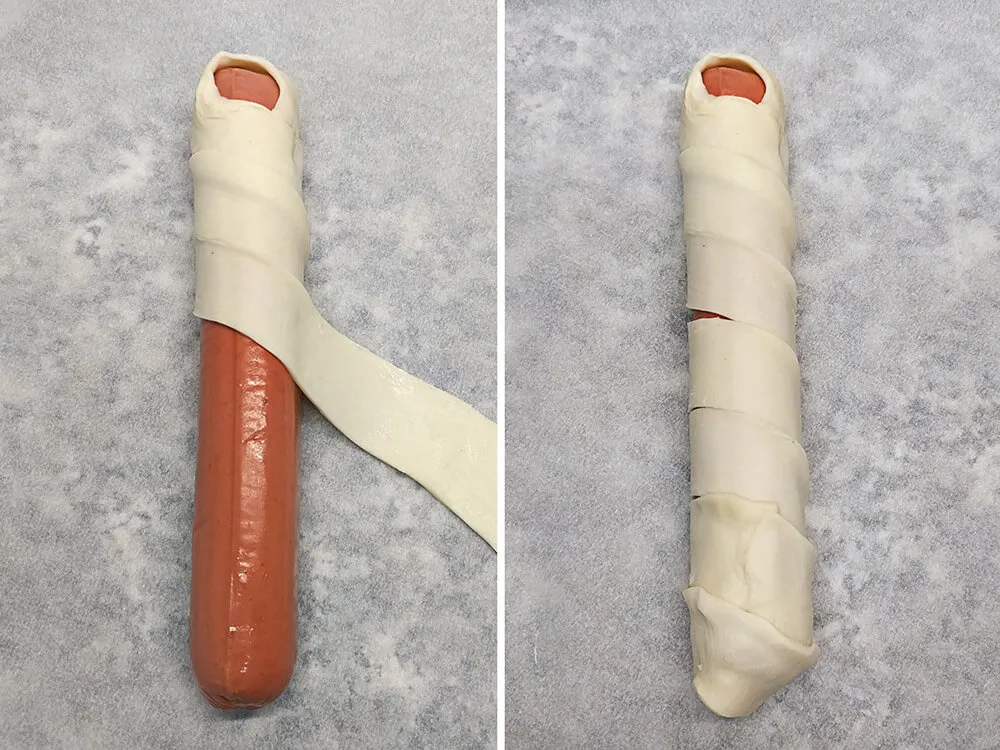 Salchichas envueltas en masa de hojaldre